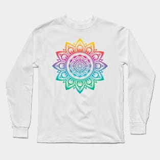 Colorful Mandala Yoga Meditate Spiritual Sacred Geometry Mandala Art Long Sleeve T-Shirt